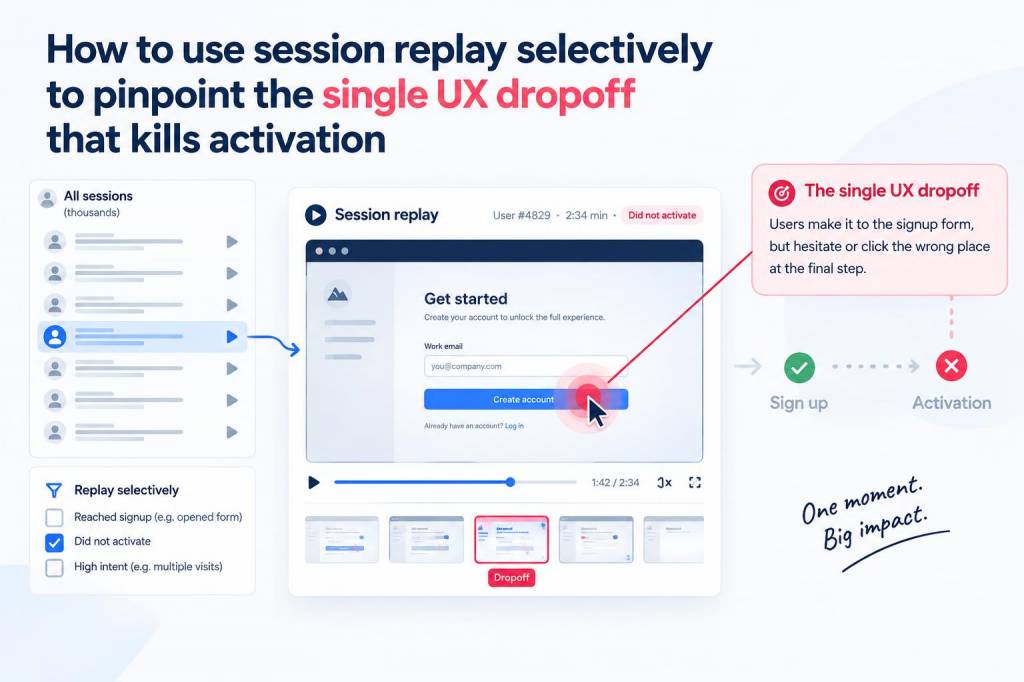 How to use session replay selectively to pinpoint the single ux dropoff that kills activation
